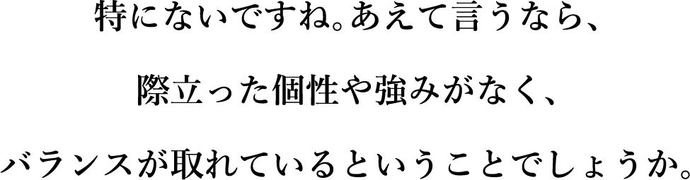 没什么特别的。如果我必须这么说的话。这是否意味着他们很平衡，没有任何明显的个性或优势？